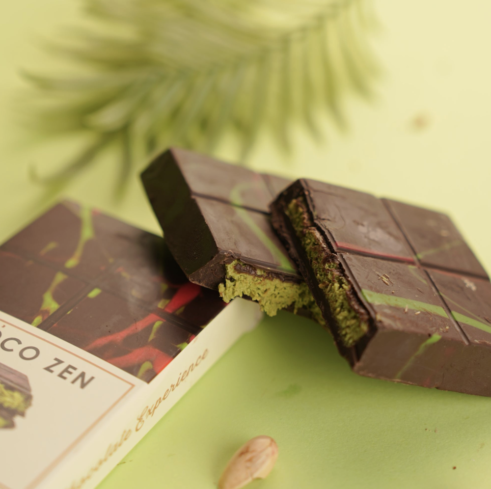 Premium Pistachio Kunafa DARK Chocolate Bar